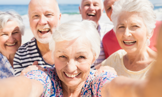 Group of elderly people taking a selfie
